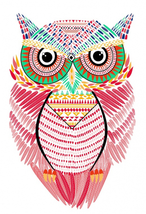 عکس با کیفیت طراحی جغد فانتزی صورتی